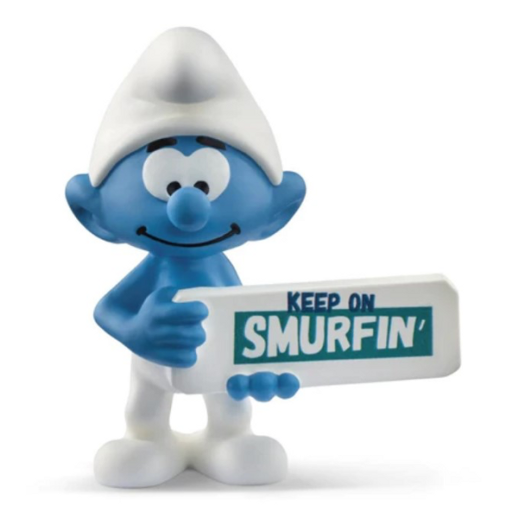 Schleich Smurf with Sign - Keep on Smurfin