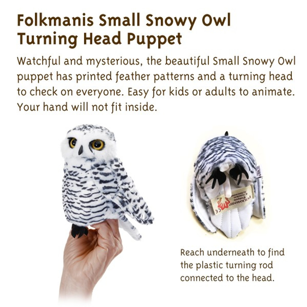 Folkmanis Small Snowy Owl Puppet turning head feature