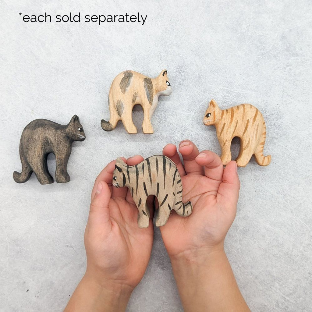 NOM Handcrafted Arching cat wooden toys each sold separately