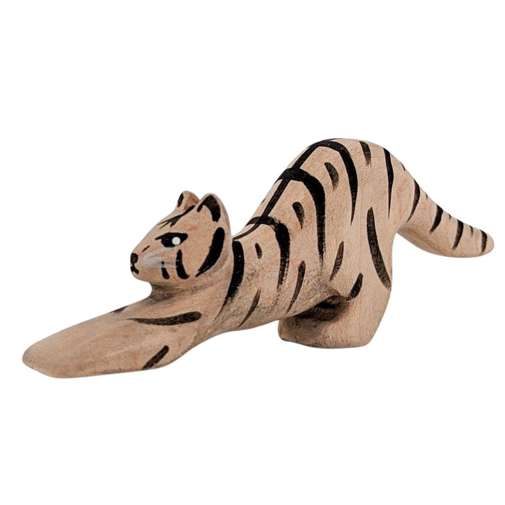 NOM Handcrafted wooden Tabby Cat Stretching