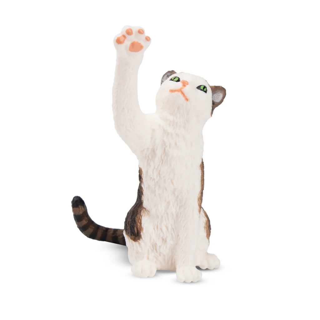 Toymany Tabby and White Cat Waving toy figurine front view