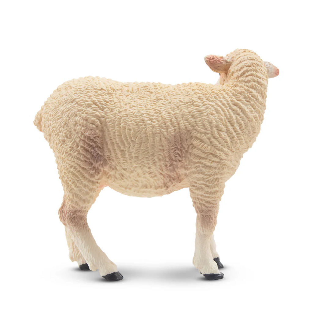 Toymany White Ewe Sheep toy figurine back view