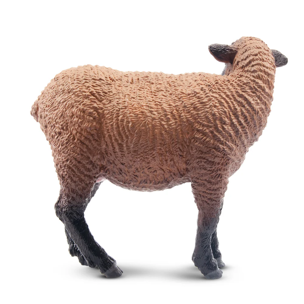 Toymany Brown Ewe Sheep toy figurine back view