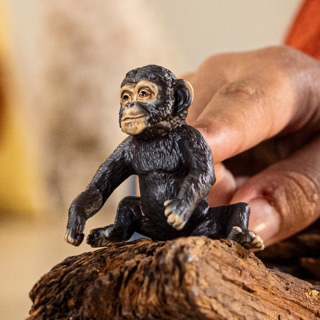 Schleich Chimpanzee Cub lifestyle size in hand