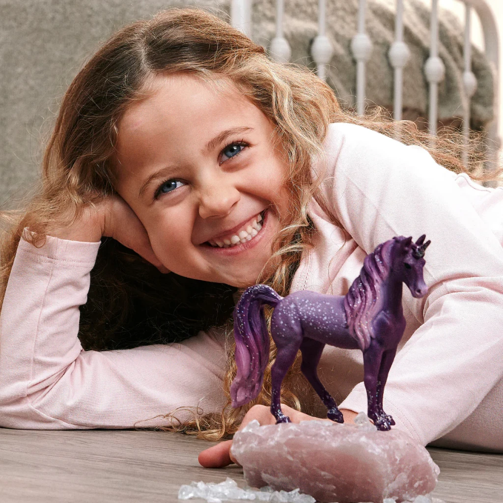 Schleich Galaxy Rainbow Unicorn Mare toy figurine lifestyle