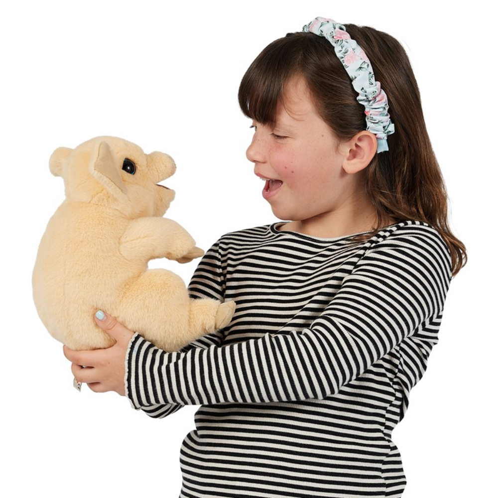 Folkmanis Piggy Puppet size with kid