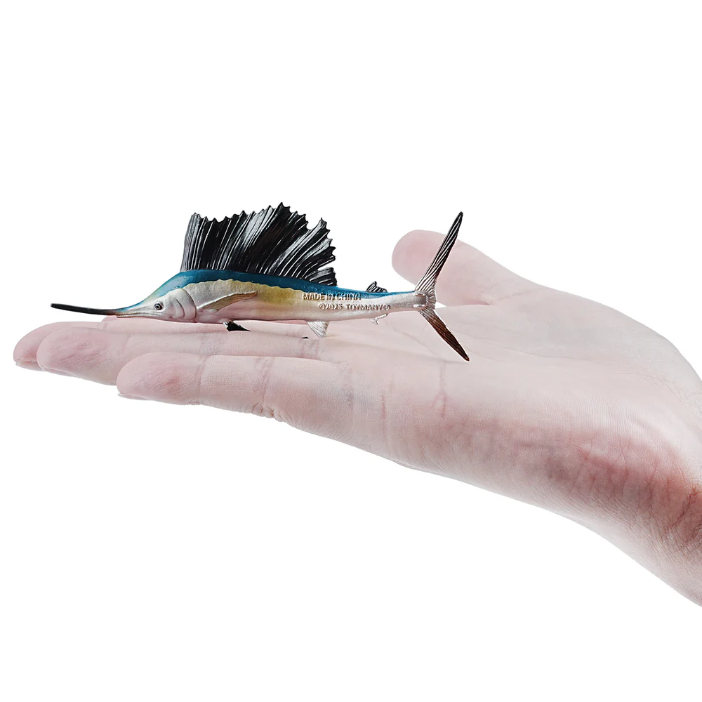 Toymany Sailfish toy figurine size in hand