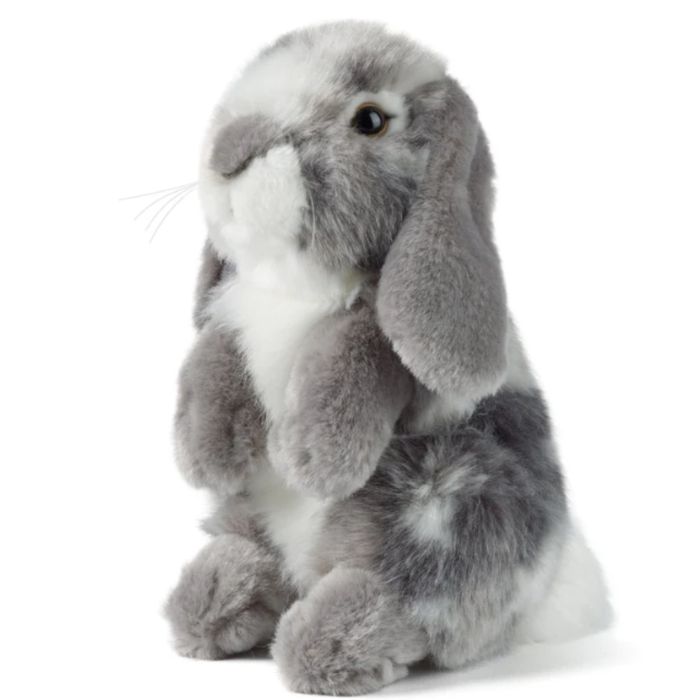 Living Nature Grey Sitting Lop Eared Rabbit plush toy