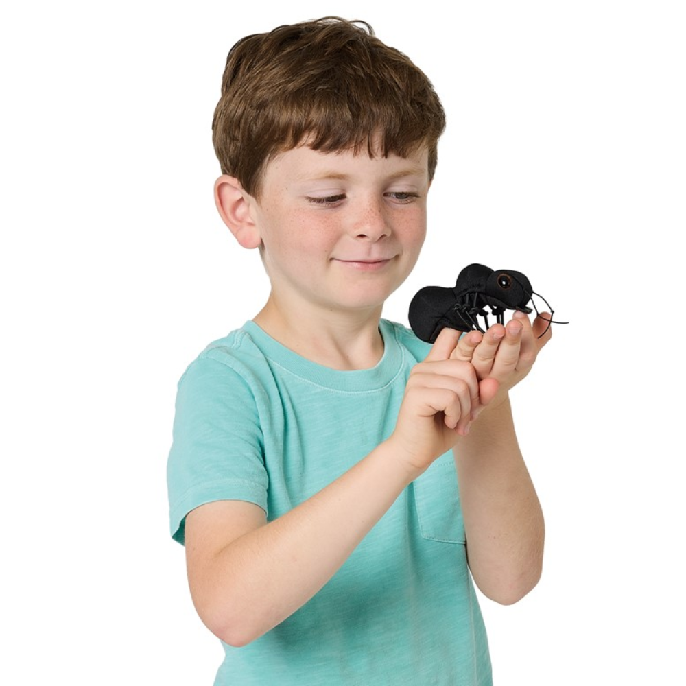 Folkmanis Mini Ant Finger Puppet with child