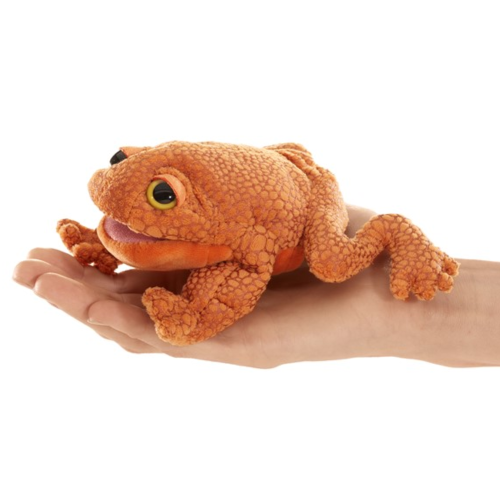Folkmanis Toad Finger Puppet on hand
