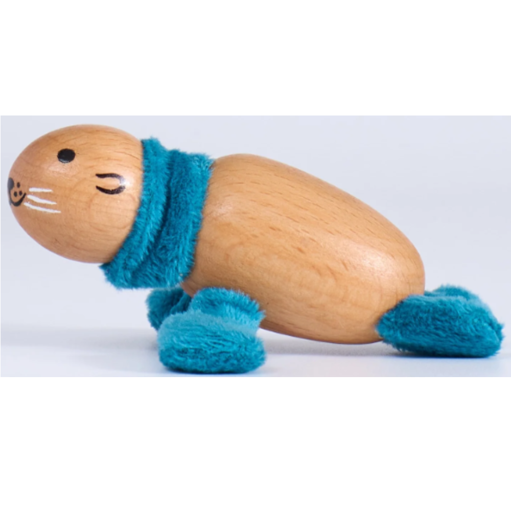 Anamalz Seal plush wooden toy side view