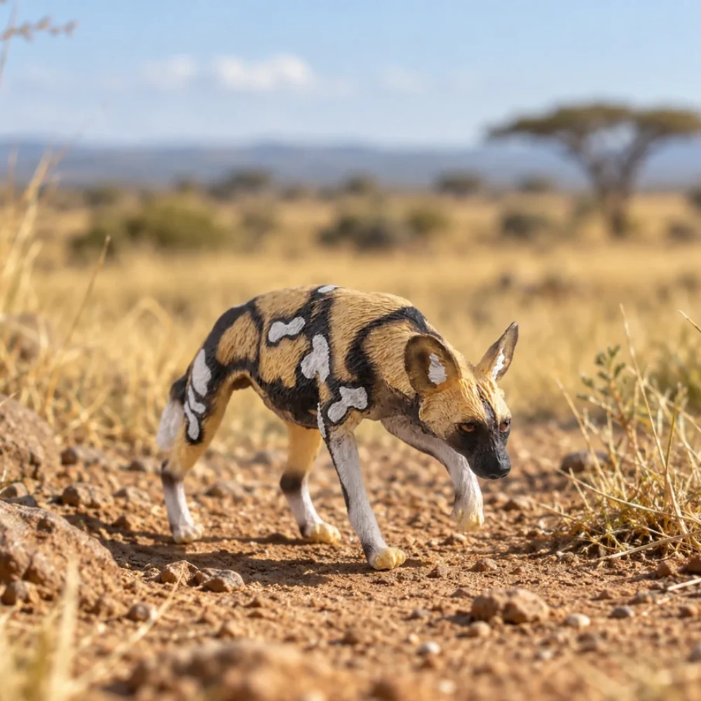 Toymany African Wild Dog toy figurine lifestyle