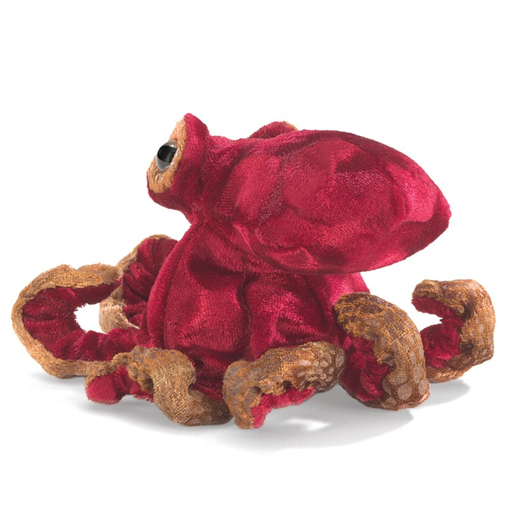 Red Octopus Finger Puppet back view