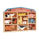 Tender Leaf Toys Wooden Farmyard Animals Set with Display Case