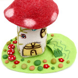 Fairy Toadstool Garden Play Mat with red fairy house
