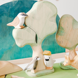 NOM Handcrafted wooden Gum Tree with Australian birds MiniZoo