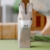 NOM Handcrafted wooden Donkey toy face MiniZoo