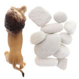 Pebbles White Small 10pc with lion figurine size