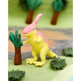 Tara Treasures Felt Parasaurolophus Dinosaur Toy on dinosaur playmat playscape