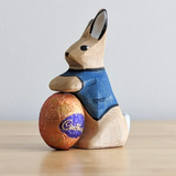 NOM Handcrafted Wooden Easter Bunny with small cadbury egg