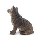 Toymany Sitting Grey Wolf Cub toy figurine side view