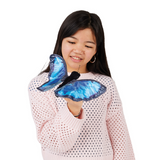 Folkmanis Blue Morpho Butterfly Puppet with girl
