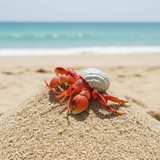 Toymany Hermit Crab toy figurine lifestyle on beach
