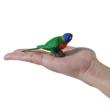 Mojo Rainbow Lorikeet toy size in hand