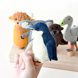 Tara Treasures Felt Australian Phillip Island Animals Finger Puppets Set penguin on finger