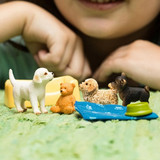 Schleich Puppy Pen girl playing