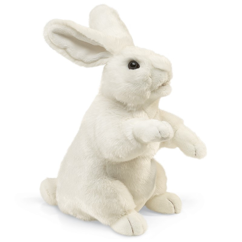Folkmanis White Rabbit Standing Hand Puppet - MiniZoo