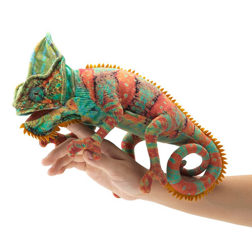 Folkmanis Small Chameleon Hand Puppet on hand