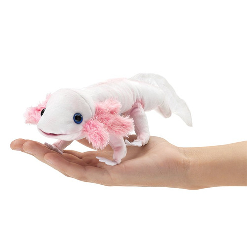 Folkmanis Axolotl Finger Puppet on hand