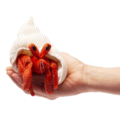 Folkmanis Mini Hermit Crab Finger Puppet with hand