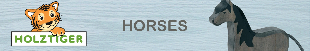 Holztiger Horses wooden toy figurines banner. Click here to go back to Holztiger