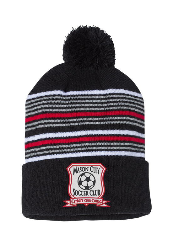 MCSC Striped Pom Knit Beanie