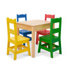 Melissa & Doug Kids Furniture Wooden Table and 4 Chairs - Primary (Natural Table, Yellow, Blue, Red, Green Chairs)