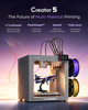 Flashforge Creator 5 4-Toolheads Multi-Color 3D Printer | 500% Faster, Zero Purge Waste