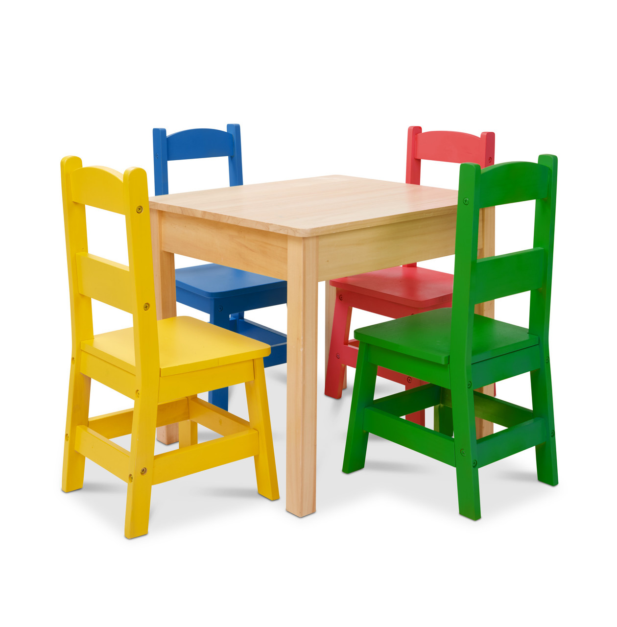 Melissa & Doug Kids Furniture Wooden Table and 4 Chairs - Primary (Natural  Table, Yellow, Blue, Red, Green Chairs) - Mobile Advance