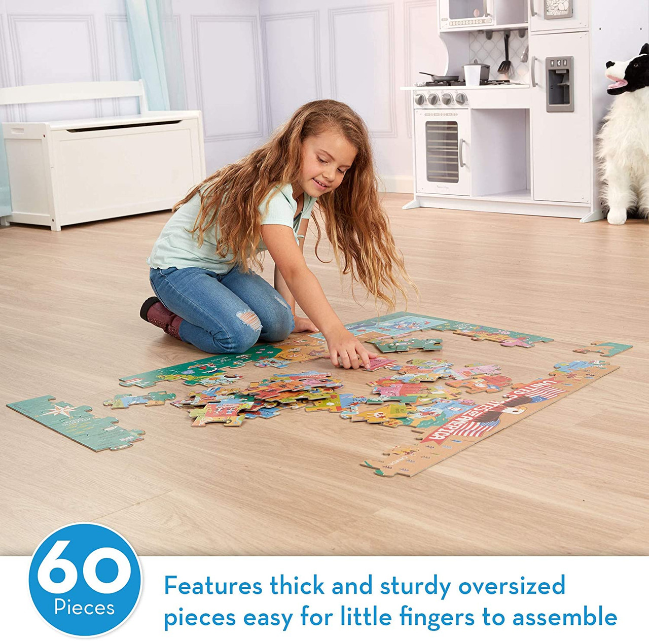 Melissa & Doug Natural Play 60pc Giant Floor Puzzle America