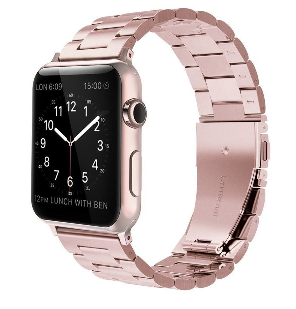 Luxe Rose Gold Metal Link Stainless Steel Band For Apple Watch 38mm Series 5 4 3 2 1
