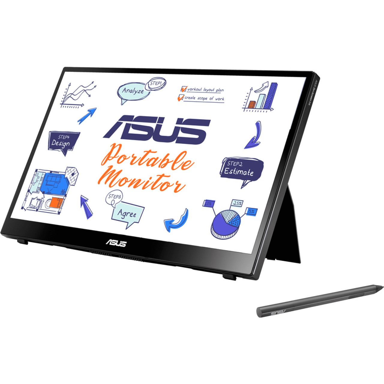 ASUS ZenScreen 15.6” 1080P Portable USB Monitor (MB16AH) - Full HD, IPS,  USB Type-C, Speakers, Micro-HDMI, Eye Care, Speakers, Tripod Mountable