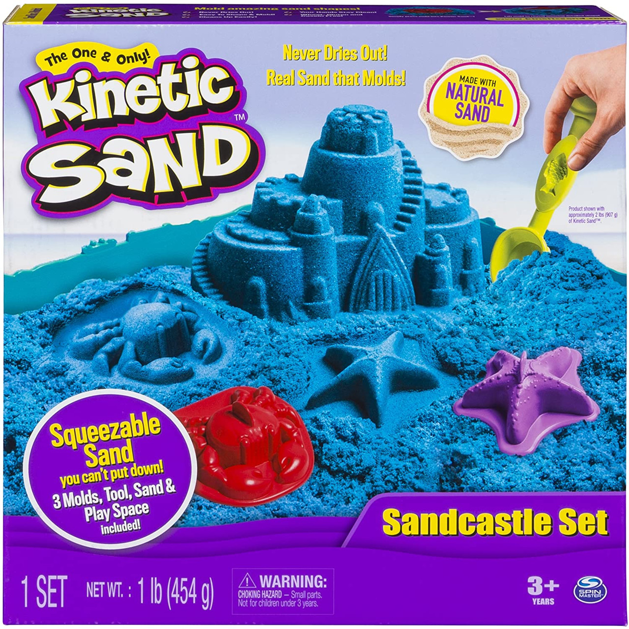 Kinetic Sand - Folding Sand Box with 2 lbs and Mold and Tools