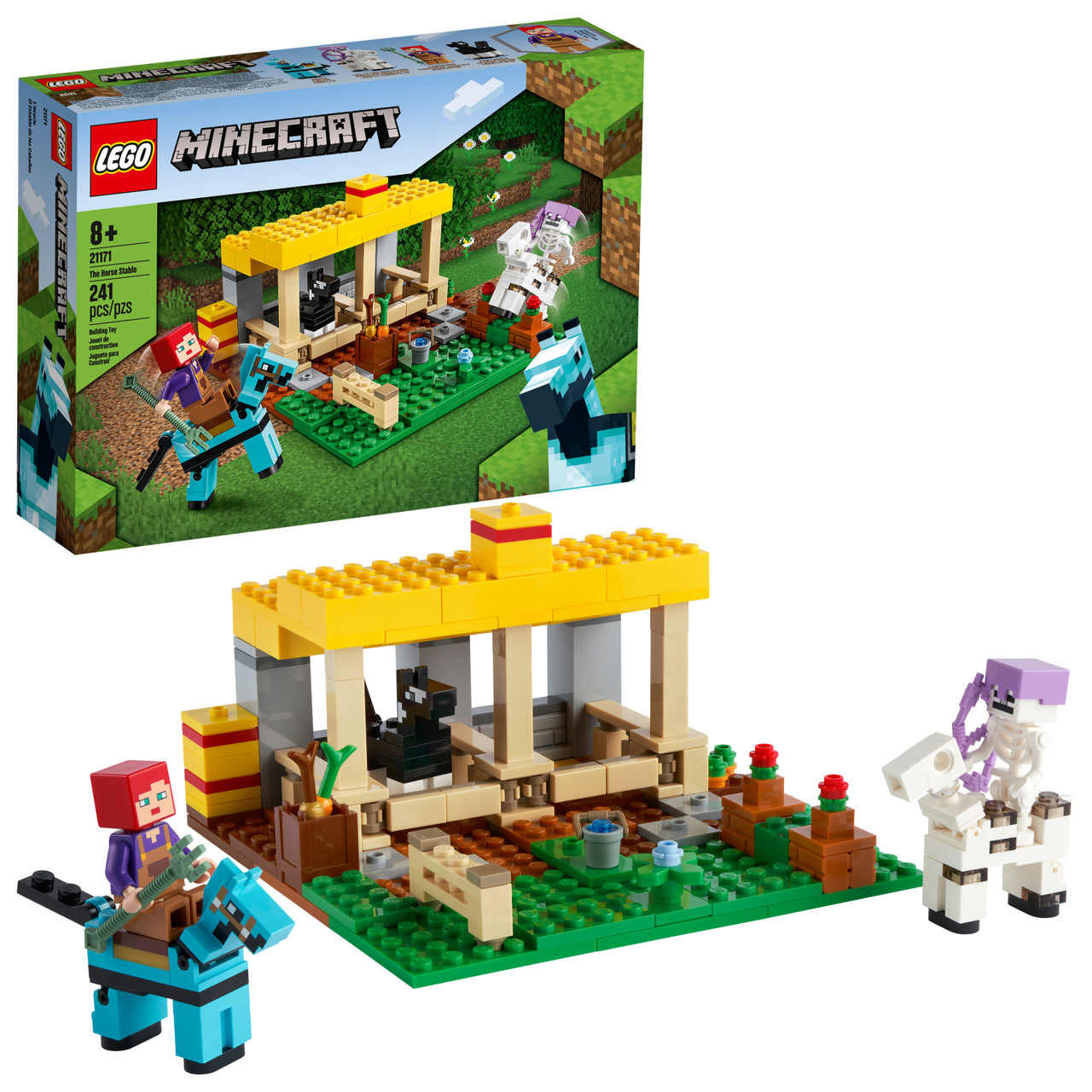 LEGO Minecraft The Horse Stable 21171 Building Toy Featuring a