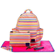 CiPU B-Bag 2.0 ECO Backpack Diaper Bag 6 Piece Combo Set (Rainbow)