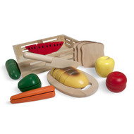 Melissa & Doug Cutting Food Wooden Play Food (Pretend Play, Self-Stick Tabs, Sturdy Wooden Construction, 2.8” H x 12” W x 11” L)