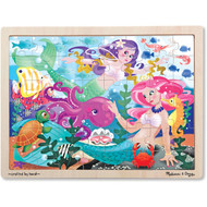 Melissa & Doug Mermaid Fantasea Wooden Jigsaw Puzzle With Storage Tray (48 pcs)