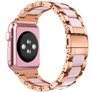 LUXE Pink Resin & Stainless Steel Band Bracelet for Apple Watch Band 38MM Series 5/4/3/2/1