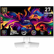 MSI MAG 272QPW QD-OLED X28 27-inch 2560 x 1440 (QHD) Gaming Monitor, 280Hz, Adaptive-Sync, HDR Ready, HDMI, VGA Port, VESA Mountable, Tilt, 4-Side Slim Bezel, 0.03ms, White
