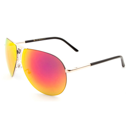KHAN Fashion Metal Aviator Sunglasses with Color Mirror Lens KN-1086RCM